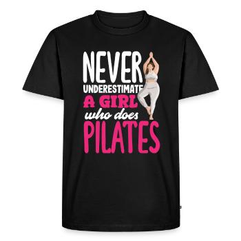Never Underestimate a Girl Pilates - Men's Premium Organic T-Shirt - black - Front - Nico (187cm)