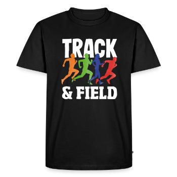 Athletics Athletes - Men's Premium Organic T-Shirt - black - Front - Nico (187cm)