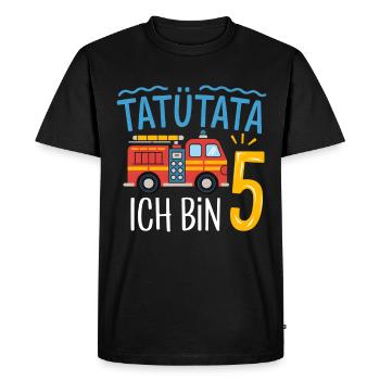 5e anniversaire de la brigade de pompiers de Tatütata - T-shirt Premium bio Homme - noir - Devant - Nico (187cm)