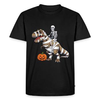 Halloween Skeleton Riding Dinosaur - Men's Premium Organic T-Shirt - black - Front - Nico (187cm)