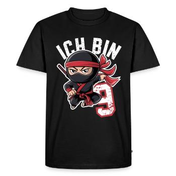 Ce t-shirt d’anniversaire Little Ninja Is 9 - T-shirt Premium bio Homme - noir - Devant - Nico (187cm)
