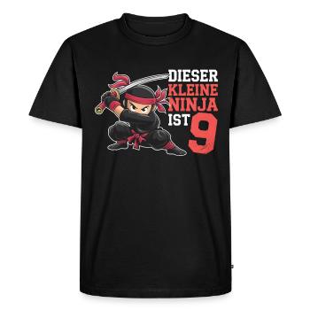 Ce t-shirt d’anniversaire Little Ninja Is 9 - T-shirt Premium bio Homme - noir - Devant - Nico (187cm)