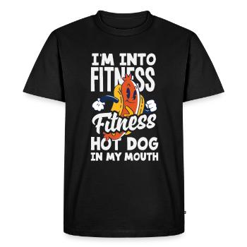 J’aime le plaisir de faire du sport avec des hot-dogs - T-shirt Premium bio Homme - noir - Devant - Nico (187cm)