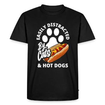 Easily distracted by cats and hot dogs - Men's Premium Organic T-Shirt - black - Front - Nico (187cm)