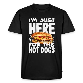Je suis juste ici pour les hot-dogs - T-shirt Premium bio Homme - noir - Devant - Nico (187cm)