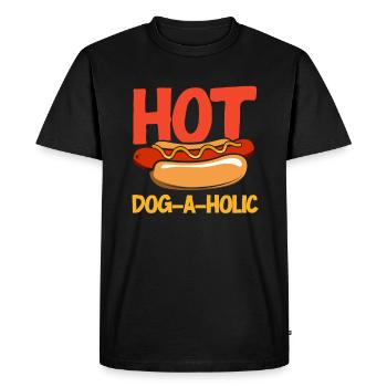 Hot Dog Lover: Dog-A-Holic Fun - Men's Premium Organic T-Shirt - black - Front - Nico (187cm)