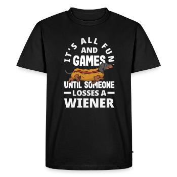 Hot Dog Fun and Games Until Someone Makes a Viennese - Men's Premium Organic T-Shirt - black - Front - Nico (187cm)