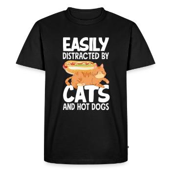 Easily distracted from cats and hot dogs - Men's Premium Organic T-Shirt - black - Front - Nico (187cm)