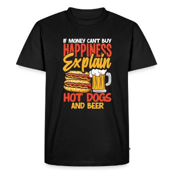 Déclarer le bonheur des hot-dogs et de la bière - T-shirt Premium bio Homme - noir - Devant - Nico (187cm)