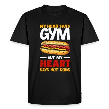 Mon cœur dit hot-dog au lieu de fitness - T-shirt Premium bio Homme - noir - Devant - Nico (187cm)