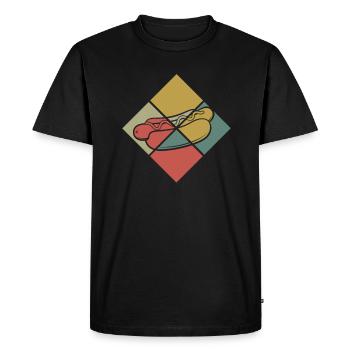 Hot Dog Geometric Pattern Enjoyment - Men's Premium Organic T-Shirt - black - Front - Nico (187cm)