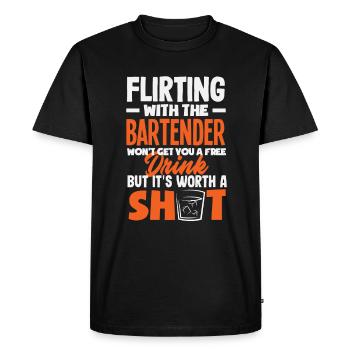 Barman drôle disant Barman cadeau - T-shirt Premium bio Homme - noir - Devant - Nico (187cm)