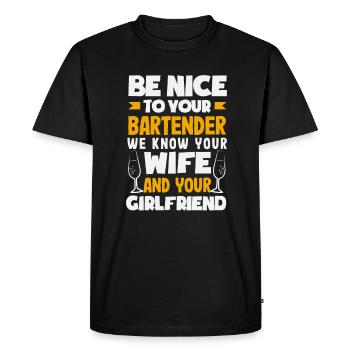 Funny Bartender Saying Bartender Gift - Men's Premium Organic T-Shirt - black - Front - Nico (187cm)