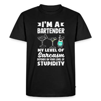 Barman drôle disant Barman cadeau - T-shirt Premium bio Homme - noir - Devant - Nico (187cm)