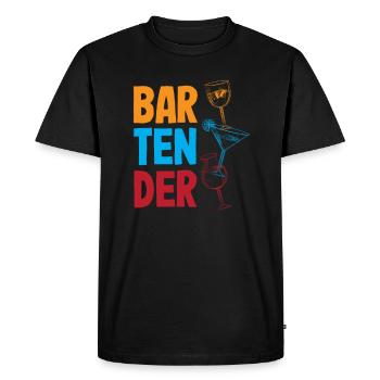 Barman drôle disant Barman cadeau - T-shirt Premium bio Homme - noir - Devant - Nico (187cm)