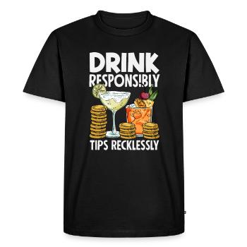 Funny Bartender Saying Bartender Gift - Men's Premium Organic T-Shirt - black - Front - Nico (187cm)