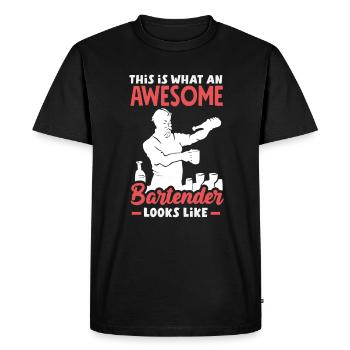 Barman drôle disant Barman cadeau - T-shirt Premium bio Homme - noir - Devant - Nico (187cm)