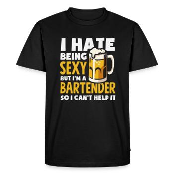 Funny Bartender Saying Bartender Gift - Men's Premium Organic T-Shirt - black - Front - Nico (187cm)