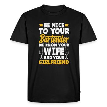 Funny Bartender Saying Bartender Gift - Men's Premium Organic T-Shirt - black - Front - Nico (187cm)