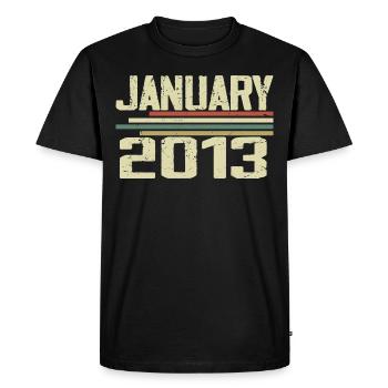 Janvier 2013 - Cadeau d’anniversaire Janvier 2013 - T-shirt Premium bio Homme - noir - Devant - Nico (187cm)