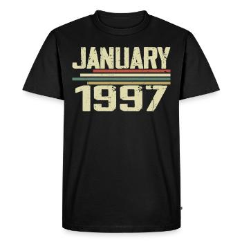 Janvier 1997 - Cadeau d'anniversaire janvier 1997 - T-shirt Premium bio Homme - noir - Devant - Nico (187cm)