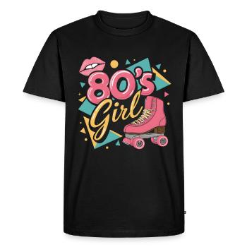 Retro 80s Girl Roller Skate Roller Skates - Men's Premium Organic T-Shirt - black - Front - Nico (187cm)