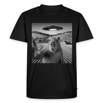 Alien Encounter Capybara Selfie - T-shirt Premium bio Homme - noir - Devant - Nico (187cm)