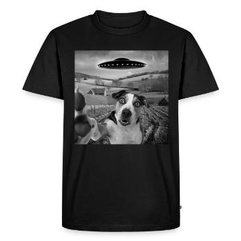 Rencontre extraterrestre Chien Selfie - T-shirt Premium bio Homme - noir - Devant - Nico (187cm)