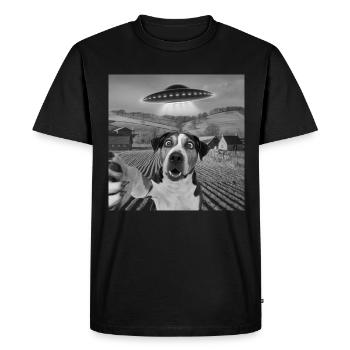 Rencontre extraterrestre Chien Selfie - T-shirt Premium bio Homme - noir - Devant - Nico (187cm)