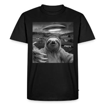 Alien Rencontre Paresseux Selfie - T-shirt Premium bio Homme - noir - Devant - Nico (187cm)