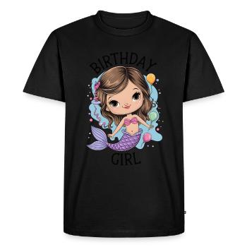 Anniversaire Fille Sirène - T-shirt Premium bio Homme - noir - Devant - Nico (187cm)