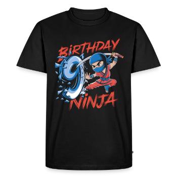 Ce t-shirt d’anniversaire Little Ninja Is 9 - T-shirt Premium bio Homme - noir - Devant - Nico (187cm)