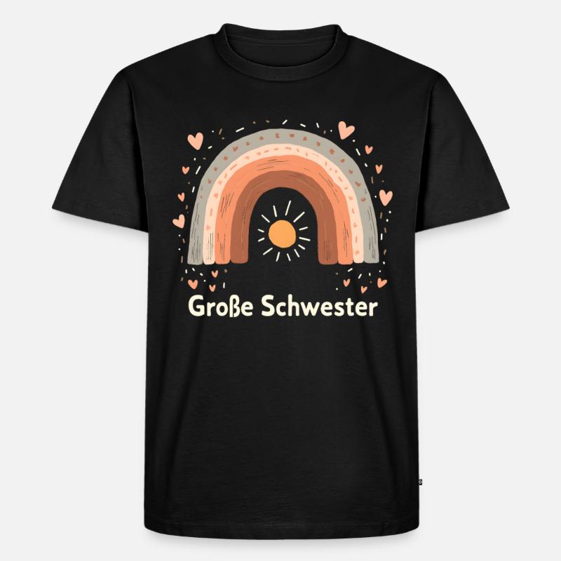 Große Schwester Regenbogen Boho - Männer Premium Bio T-Shirt - Schwarz