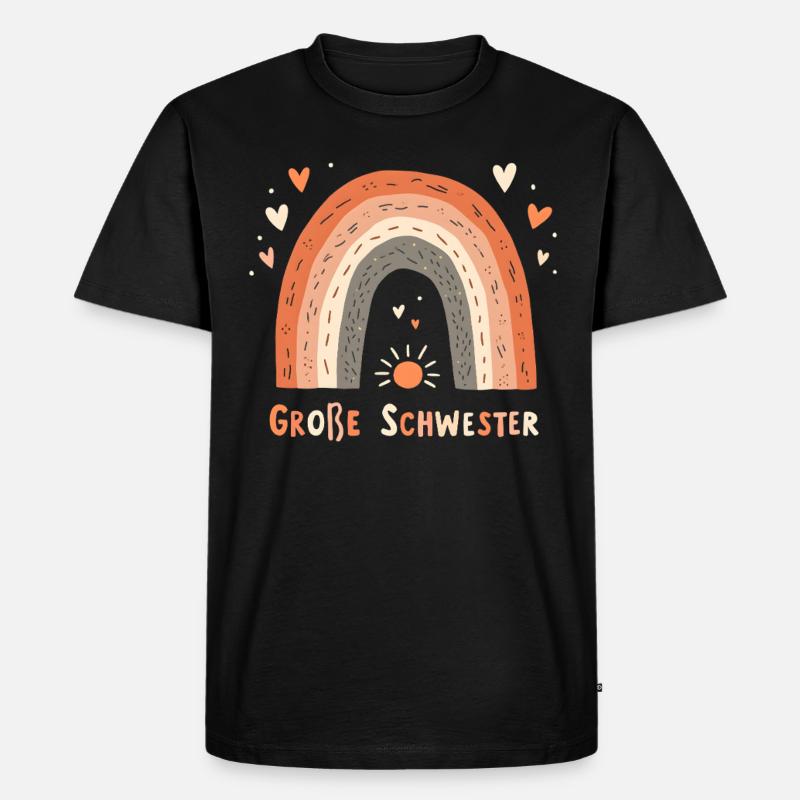Große Schwester Regenbogen Boho - Männer Premium Bio T-Shirt - Schwarz