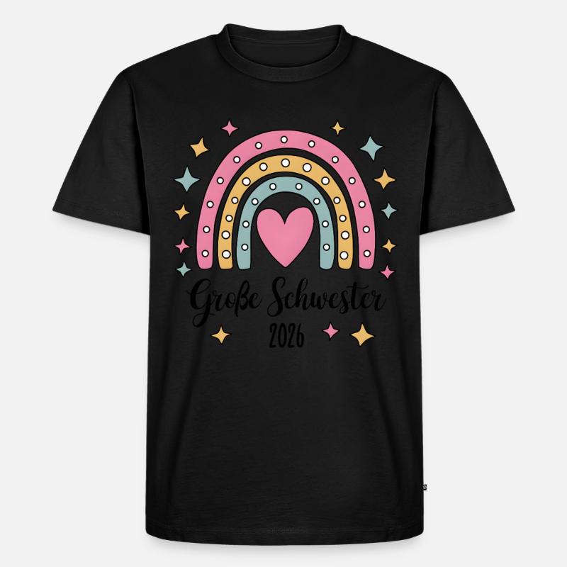 Große Schwester 2026 Regenbogen - Männer Premium Bio T-Shirt - Schwarz