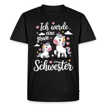 Ich werde eine große Schwester Einhorn - Männer Premium Bio T-Shirt - Schwarz - Vorne - Nico (187cm)