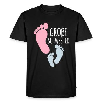 Grande Sœur Petit Frère Empreintes de Pas - T-shirt Premium bio Homme - noir - Devant - Nico (187cm)