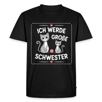 Je vais être une grande sœur chat chats - T-shirt Premium bio Homme - noir - Devant - Nico (187cm)