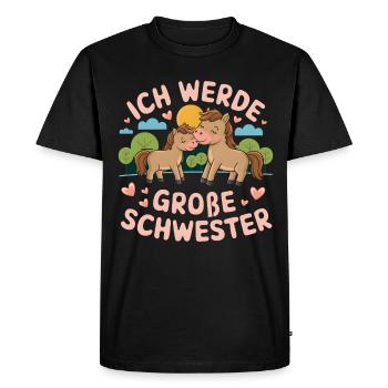 Je vais être une grande sœur cheval chevaux - T-shirt Premium bio Homme - noir - Devant - Nico (187cm)