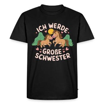 Je vais être une grande sœur cheval chevaux - T-shirt Premium bio Homme - noir - Devant - Nico (187cm)