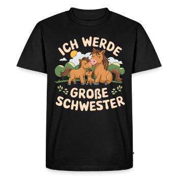 Je vais être une grande sœur cheval chevaux - T-shirt Premium bio Homme - noir - Devant - Nico (187cm)