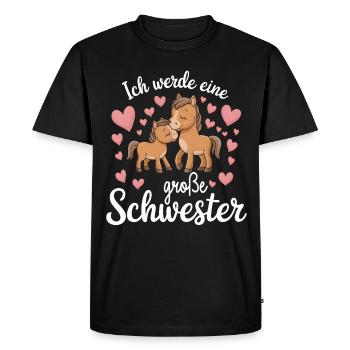 Je vais être une grande sœur cheval chevaux - T-shirt Premium bio Homme - noir - Devant - Nico (187cm)