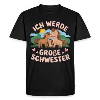 Je vais être une grande sœur cheval chevaux - T-shirt Premium bio Homme - noir - Devant - Nico (187cm)