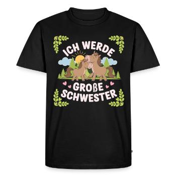 Je vais être une grande sœur cheval chevaux - T-shirt Premium bio Homme - noir - Devant - Nico (187cm)
