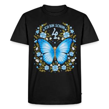 4th Birthday Butterfly Children's Birthday Party - Men's Premium Organic T-Shirt - black - Front - Nico (187cm)