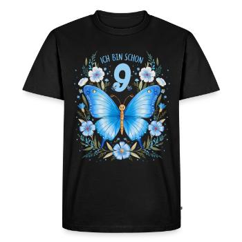 9e anniversaire papillon fête d’anniversaire des enfants - T-shirt Premium bio Homme - noir - Devant - Nico (187cm)