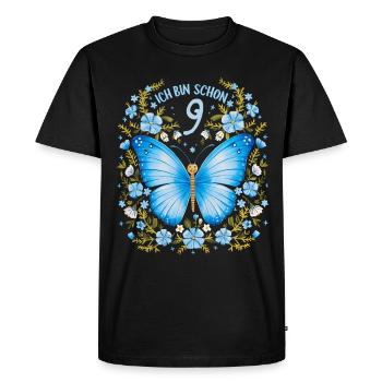 9e anniversaire papillon fête d’anniversaire des enfants - T-shirt Premium bio Homme - noir - Devant - Nico (187cm)