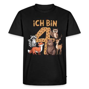 4ème anniversaire 4 ans Animaux de la forêt Animaux de la forêt - T-shirt Premium bio Homme - noir - Devant - Nico (187cm)