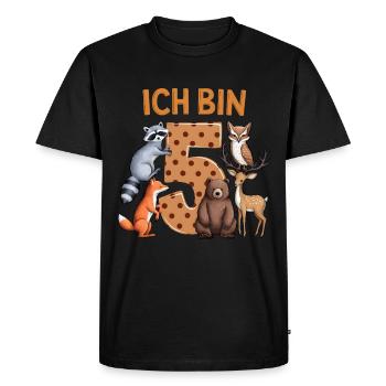 5ème Anniversaire 5 Ans Animaux de la Forêt Animaux de la Forêt - T-shirt Premium bio Homme - noir - Devant - Nico (187cm)