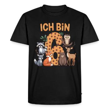 6e anniversaire 6 ans Animaux de la forêt Animaux de la forêt - T-shirt Premium bio Homme - noir - Devant - Nico (187cm)